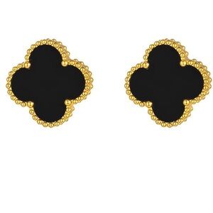 18K GOLD PLATED STAINLESS STEEL "FOUR-LEAF CLOVER" EARRINGS, INTENSITY